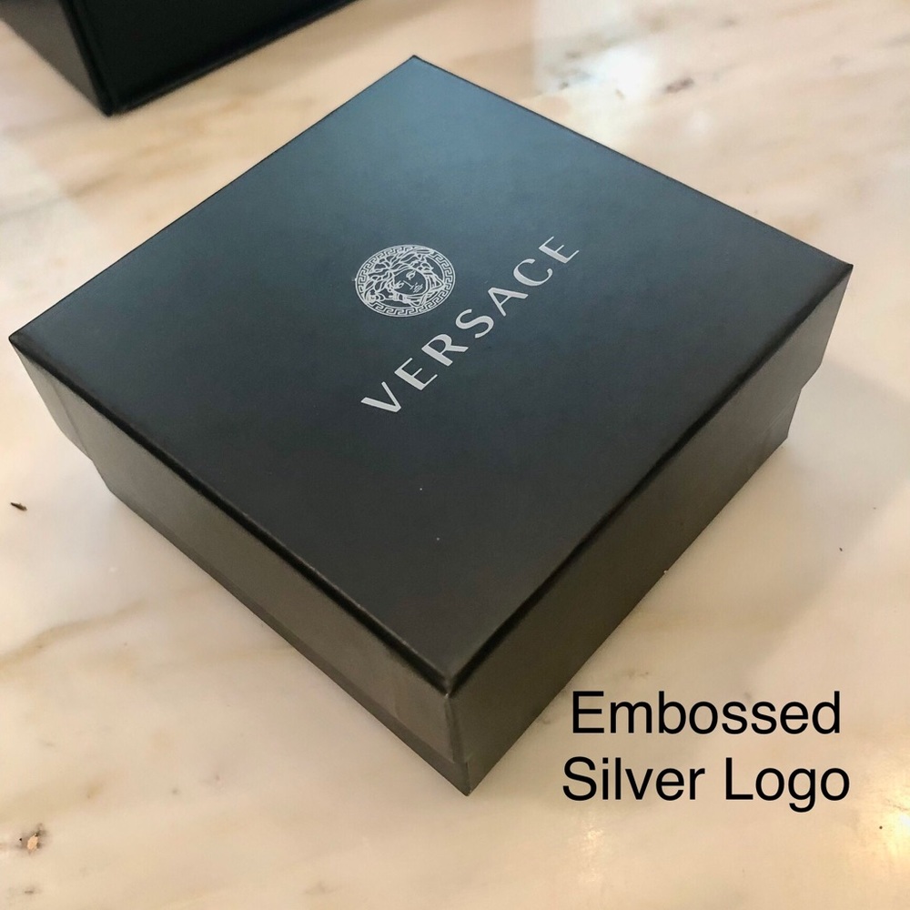 VERSACE GIFT BOX Bracelet Multipurpose Black Silver Logo